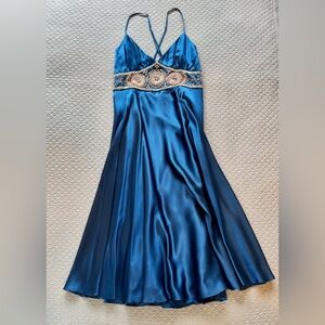 Vintage Betsey Johnson Teal Satin Dress